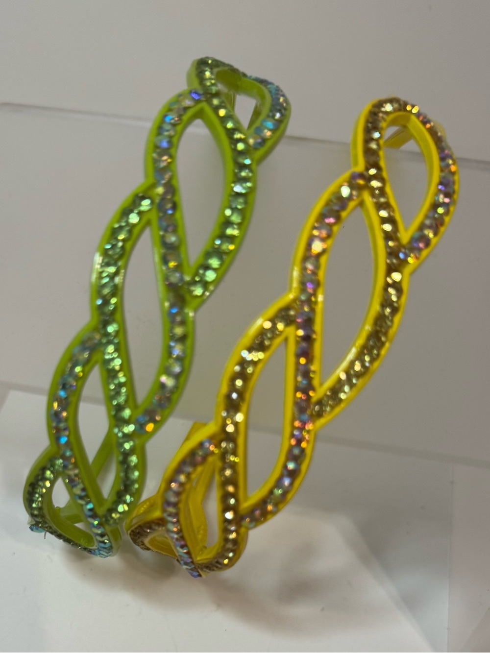 Lot of 2 Y2K Rhinestone Crystal Headbands - Green and Yellow [MSRP $32]